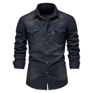 2023 spring fashion us size cotton long sleeve denim shirts men s casual solid color pocket.jpg 640x640 1