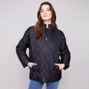 charliebblackcreamjacquardquiltedpufferjacket