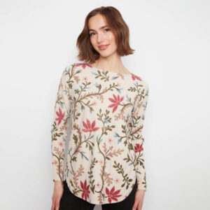 charliebflorallongsleevedropshoulderprintedboatnecksweater