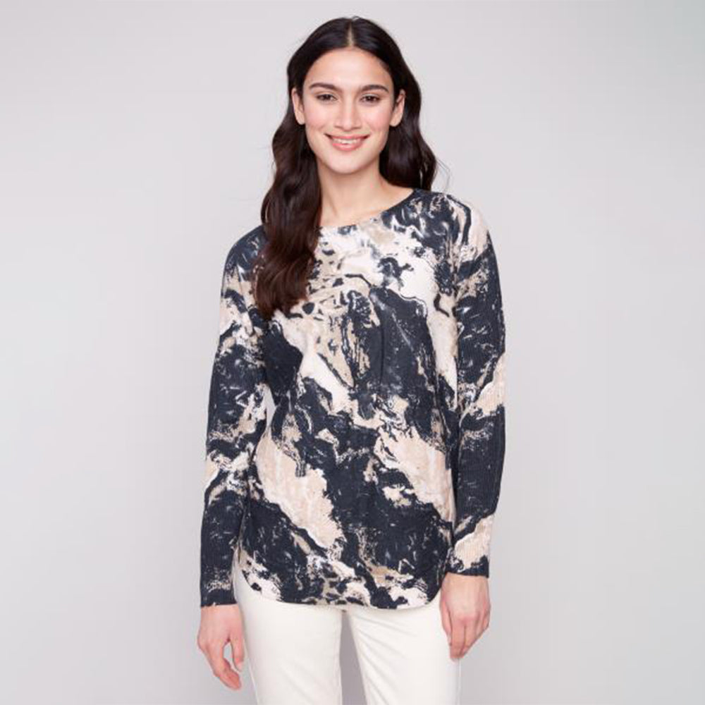 charliebgraniteprintedroundedhemsweater charliebgraniteprintedroundedhemsweater