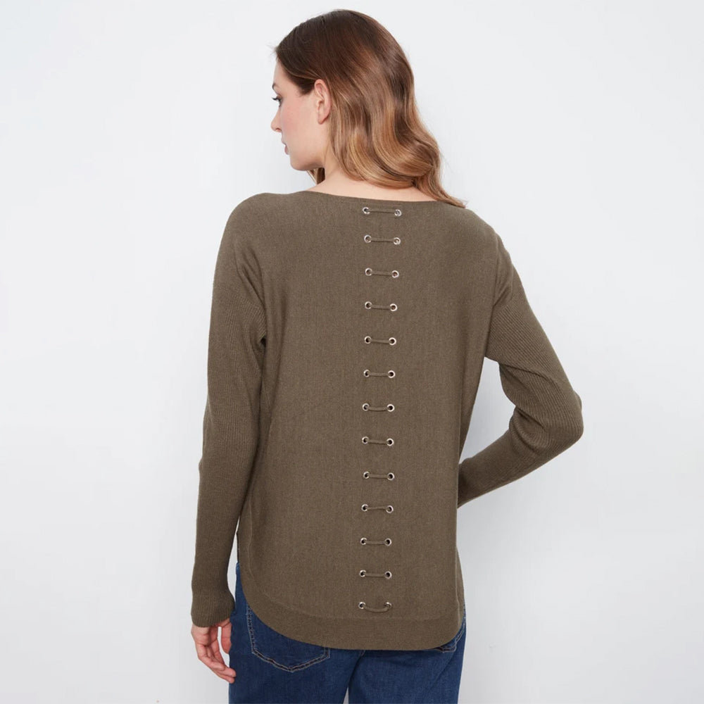 charliebh mosslongsleeveboatnecksweaterwithpocketsandeyeletsdetail1 charliebh mosslongsleeveboatnecksweaterwithpocketsandeyeletsdetail1