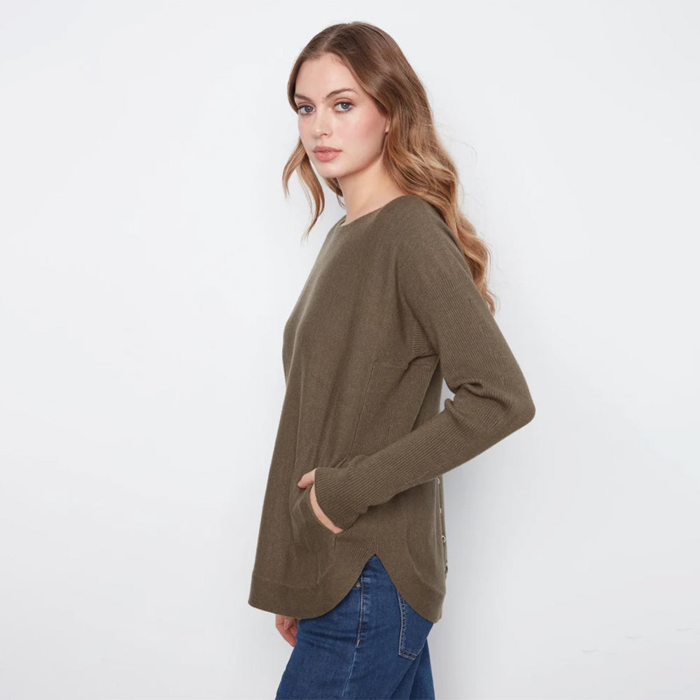 charliebh mosslongsleeveboatnecksweaterwithpocketsandeyeletsdetail2 charliebh mosslongsleeveboatnecksweaterwithpocketsandeyeletsdetail2