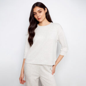 charliebheatherlitegreysoftscuba34sleevetopwithblanketstitch 2