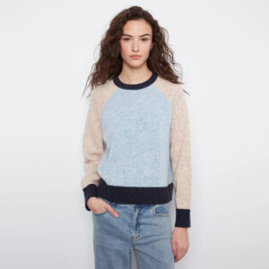 charliebirisraglanlongsleevecrewneckcolorblockedsweater