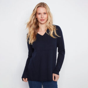 charliebnavylongsleevev necksweater