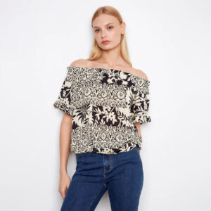 charliebornatoprintedshortsleeveoffshoulderblouse 1