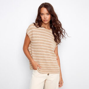 charliebsandstrippeddropcapsleevecrewnecksweater