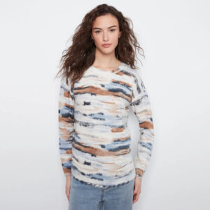 charliebstreamlongsleevedropshoulderreversibleprintedcrewnecksweater