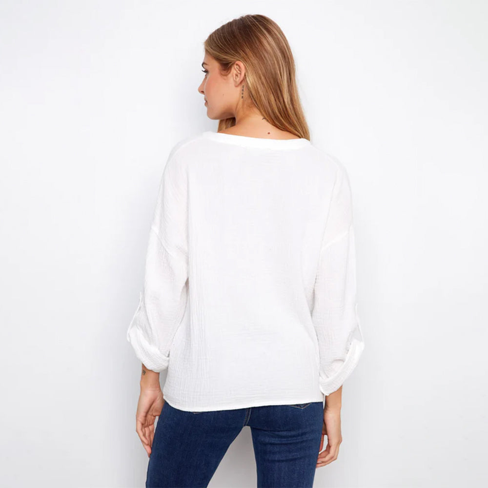 charliebwhitelongrollupsleevesplitneckblousewithfrontknotdetail 3 charliebwhitelongrollupsleevesplitneckblousewithfrontknotdetail 3