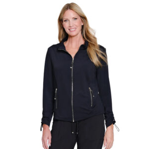 multiplesblackdrawstringlongsleevezipthrujacketplus