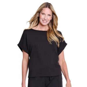 multiplesblackrolledcupshortsleevedolmanwidenecktop