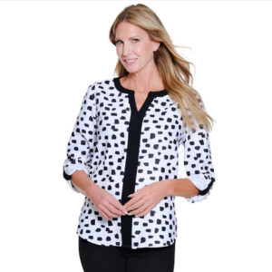 multiplesblackwhiteprintrolltabcuffedlongsleevetop 3