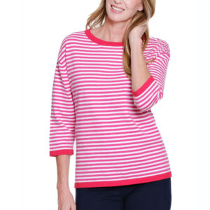 multiplescandypink34sleevedropshouldersweater