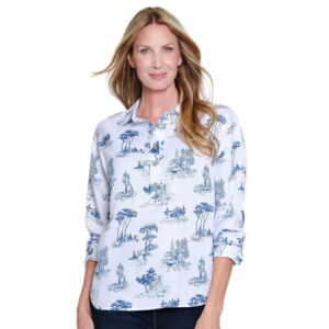 multipleschambrayprintrolltabcufflongsleevebuttonfronthi loshirt 2