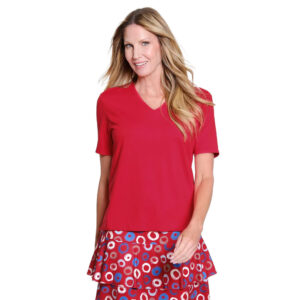 multiplesfieryredshortsleevev necktop