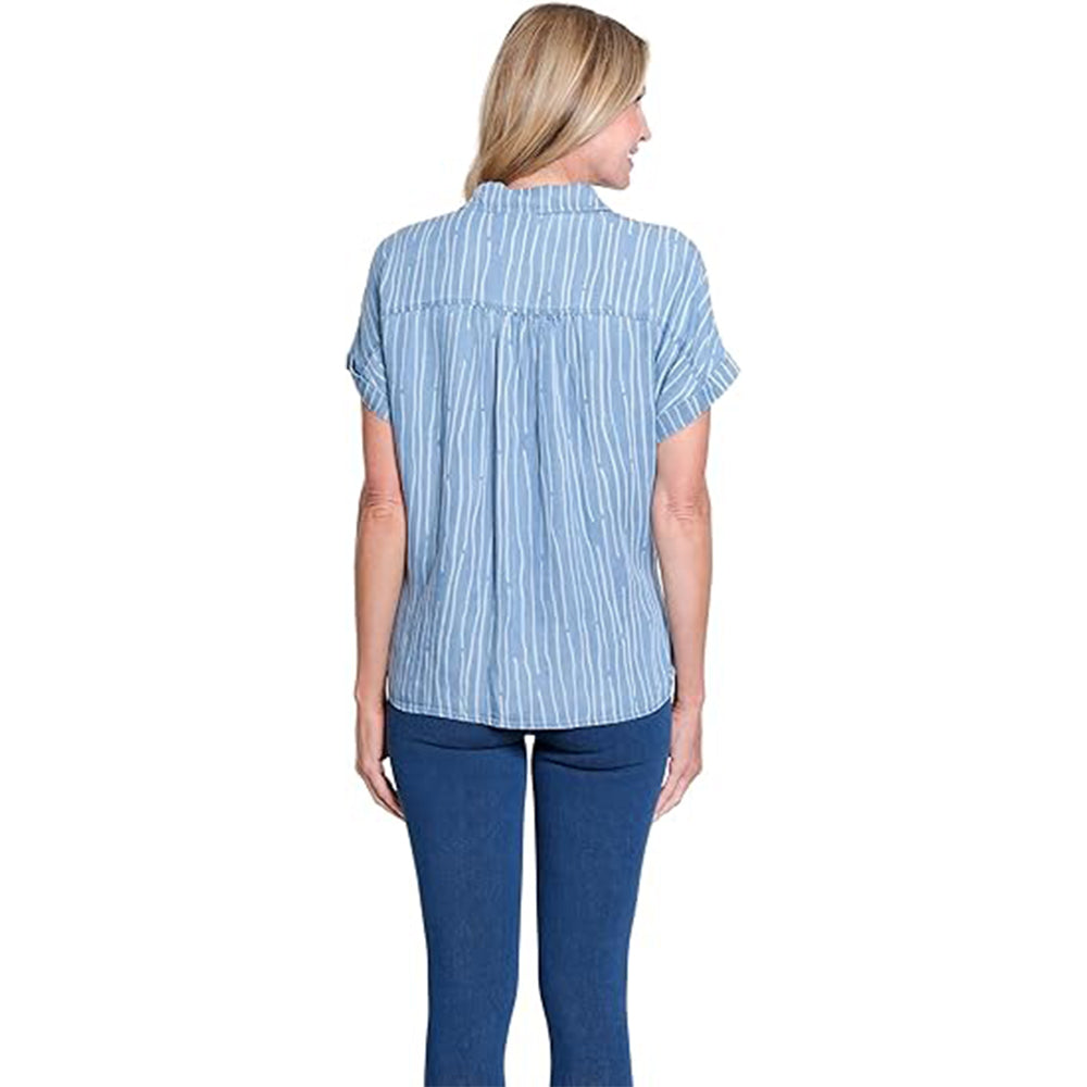multipleslightindigoprintcuffedshortsleevedolmanbuttonfronthi lotop1 multipleslightindigoprintcuffedshortsleevedolmanbuttonfronthi lotop1