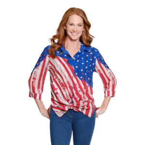 multiplesmulticuffed34sleevebuttonfronttiewaistshirt