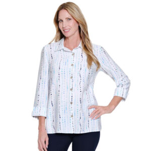 multiplesmultidotturn upcuff34sleevebuttonfrontplusshirt