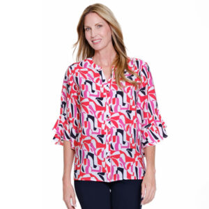 multiplesmultielbowflouncesleevebuttonfrontshirt