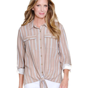multiplesmultirolltablongsleevetiewaistbuttonfrontshirt