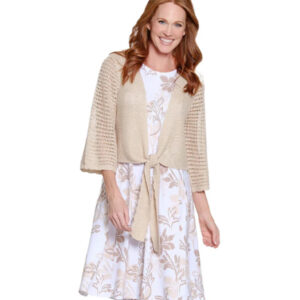 multiplesoatmeal34sleevetiefrontwaistsweatercardigan