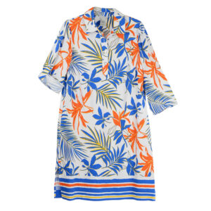 multiplesrolltab34sleevefrontbuttonplacketpulloverdress