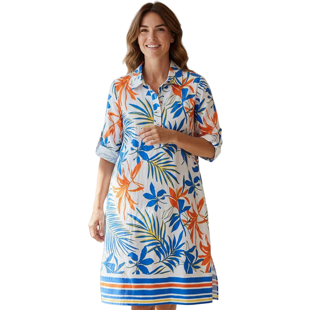 multiplesrolltab34sleevefrontbuttonplacketpulloverdress1 multiplesrolltab34sleevefrontbuttonplacketpulloverdress1