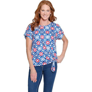 multiplesstarmulticuffedshortsleevedolmanscoopnecktiewaisttop