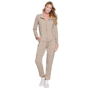 multiplestaupedrawstringlongsleevezipthrujacket