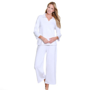 multipleswhite3 4sleevejohnnycollarvnecktop