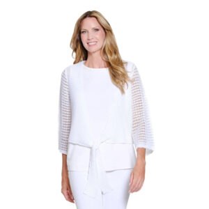 multipleswhite34sleevetiefrontwaistsweatercardigan