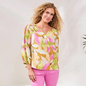 tribalclothingco34sleevewithsmockedyokeblousewisteria1