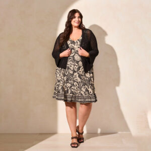 tribalclothingcoblackbellsleeveopenstitchsweatercardigan front