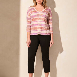 tribalclothingcocomboprint34sleevev neckcrewnecktop bayberry 1