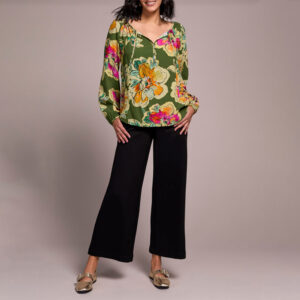 tribalclothingcolongsleeveblousewtie chive 2