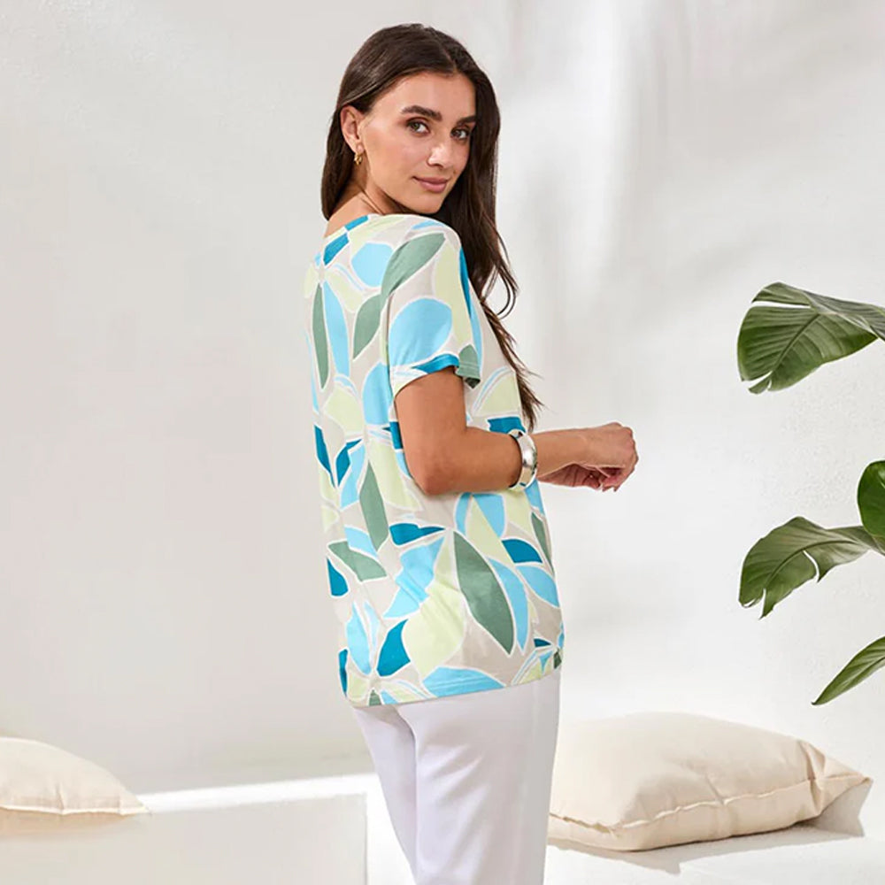 tribalclothingcoshortsleevecrewnecktopwithsideruchingaquasky tribalclothingcoshortsleevecrewnecktopwithsideruchingaquasky
