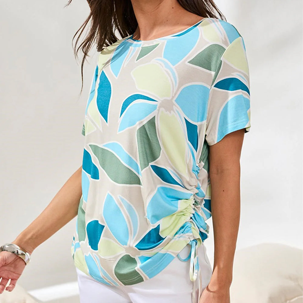 tribalclothingcoshortsleevecrewnecktopwithsideruchingaquasky2 tribalclothingcoshortsleevecrewnecktopwithsideruchingaquasky2
