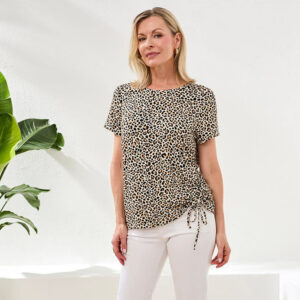 tribalclothingcoshortsleevecrewnecktopwithsiderushingsesame