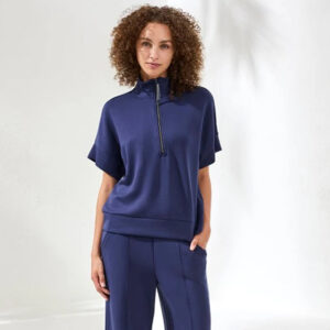 tribalclothingcotechnoluxshortsleevemocknecktopwithzipperjetblue